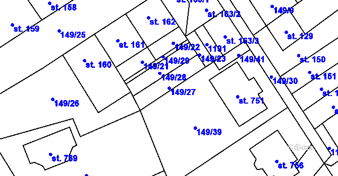 Parcela st. 149/27 v KÚ Nedvědice pod Pernštejnem, Katastrální mapa