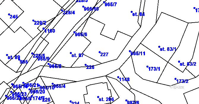 Parcela st. 227 v KÚ Nedvědice pod Pernštejnem, Katastrální mapa
