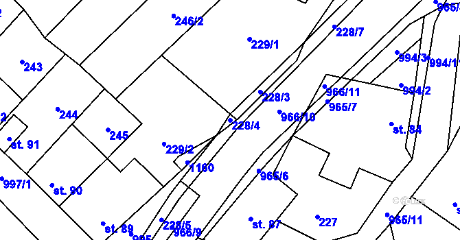Parcela st. 228/4 v KÚ Nedvědice pod Pernštejnem, Katastrální mapa