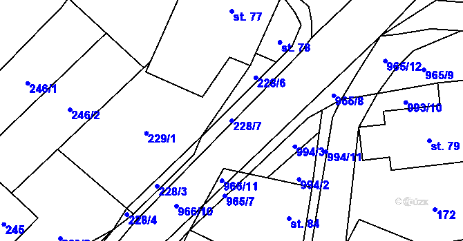 Parcela st. 228/7 v KÚ Nedvědice pod Pernštejnem, Katastrální mapa