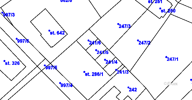 Parcela st. 241/5 v KÚ Nedvědice pod Pernštejnem, Katastrální mapa