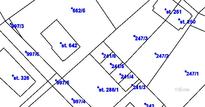 Parcela st. 241/6 v KÚ Nedvědice pod Pernštejnem, Katastrální mapa