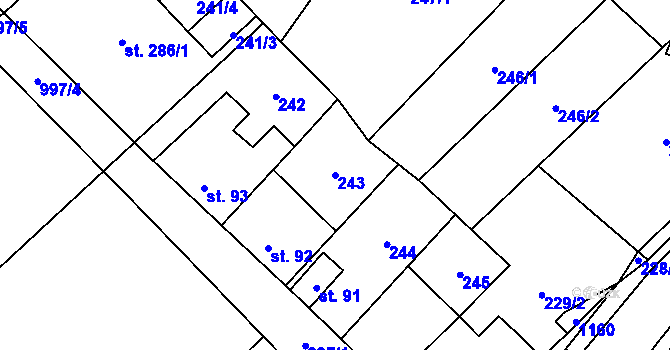 Parcela st. 243 v KÚ Nedvědice pod Pernštejnem, Katastrální mapa