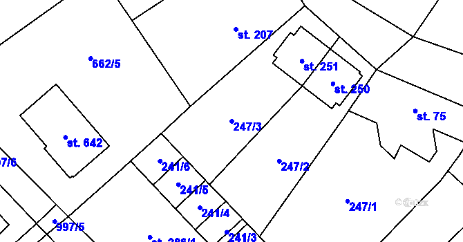 Parcela st. 247/3 v KÚ Nedvědice pod Pernštejnem, Katastrální mapa