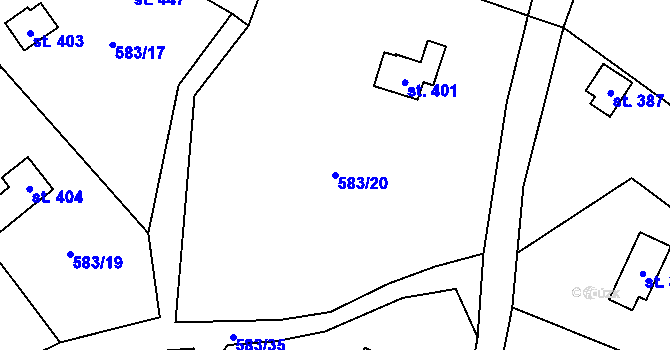 Parcela st. 583/20 v KÚ Nedvědice pod Pernštejnem, Katastrální mapa