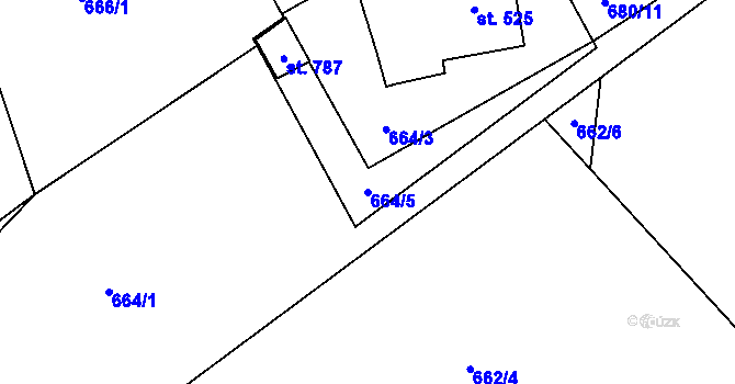 Parcela st. 664/5 v KÚ Nedvědice pod Pernštejnem, Katastrální mapa