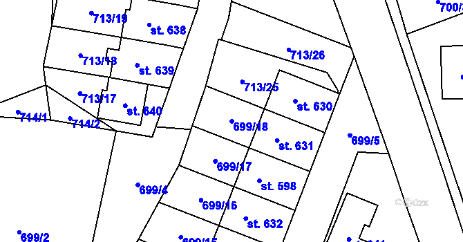 Parcela st. 699/18 v KÚ Nedvědice pod Pernštejnem, Katastrální mapa