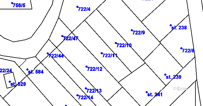 Parcela st. 722/11 v KÚ Nedvědice pod Pernštejnem, Katastrální mapa