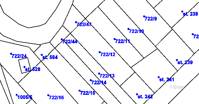 Parcela st. 722/12 v KÚ Nedvědice pod Pernštejnem, Katastrální mapa