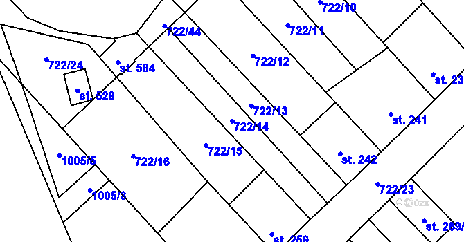Parcela st. 722/14 v KÚ Nedvědice pod Pernštejnem, Katastrální mapa