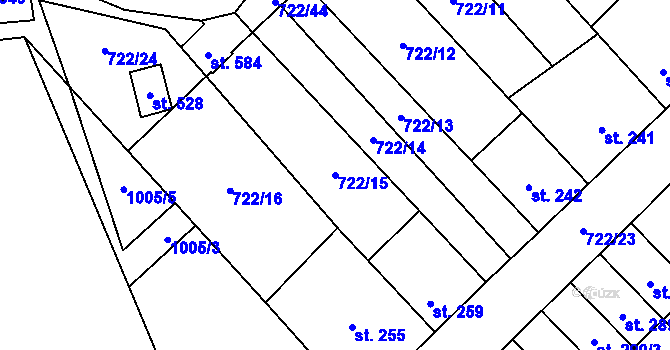 Parcela st. 722/15 v KÚ Nedvědice pod Pernštejnem, Katastrální mapa