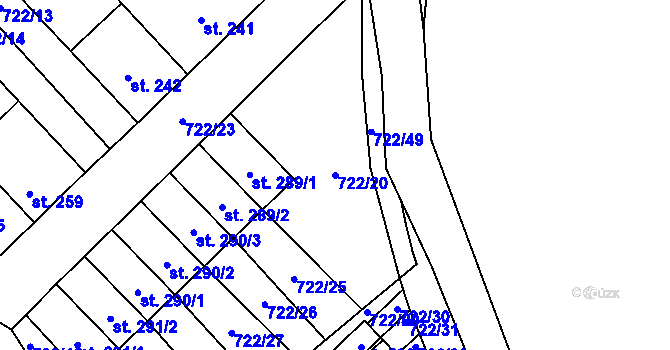 Parcela st. 722/20 v KÚ Nedvědice pod Pernštejnem, Katastrální mapa