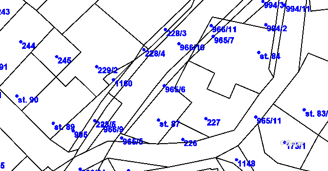 Parcela st. 965/6 v KÚ Nedvědice pod Pernštejnem, Katastrální mapa