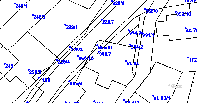 Parcela st. 965/7 v KÚ Nedvědice pod Pernštejnem, Katastrální mapa