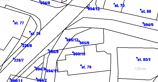 Parcela st. 965/9 v KÚ Nedvědice pod Pernštejnem, Katastrální mapa