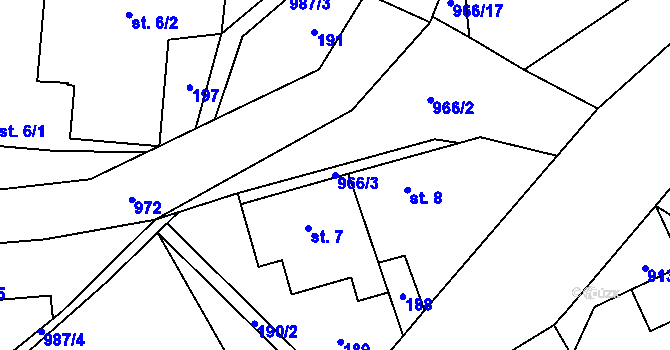 Parcela st. 966/3 v KÚ Nedvědice pod Pernštejnem, Katastrální mapa