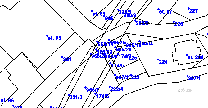 Parcela st. 966/8 v KÚ Nedvědice pod Pernštejnem, Katastrální mapa