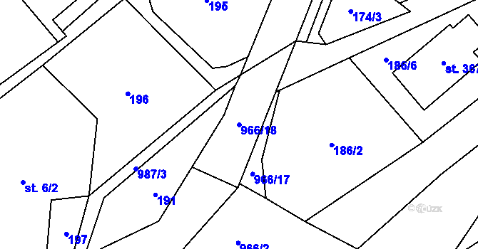 Parcela st. 966/18 v KÚ Nedvědice pod Pernštejnem, Katastrální mapa