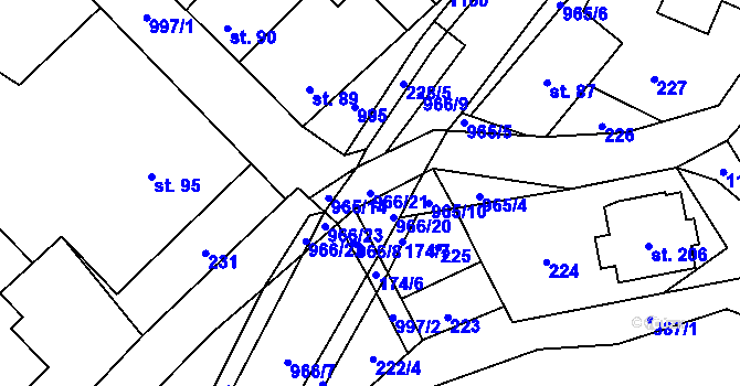 Parcela st. 966/21 v KÚ Nedvědice pod Pernštejnem, Katastrální mapa