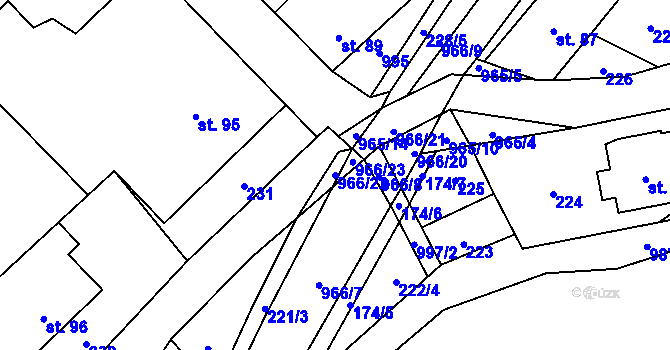 Parcela st. 966/22 v KÚ Nedvědice pod Pernštejnem, Katastrální mapa