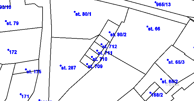 Parcela st. 711 v KÚ Nedvědice pod Pernštejnem, Katastrální mapa