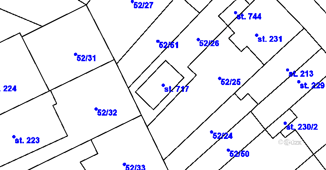 Parcela st. 717 v KÚ Nedvědice pod Pernštejnem, Katastrální mapa