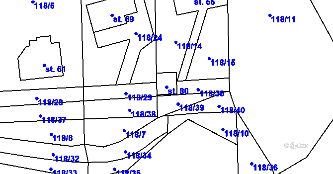 Parcela st. 80 v KÚ Pernštejn, Katastrální mapa