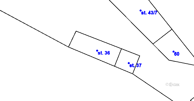 Parcela st. 36 v KÚ Pernštejn, Katastrální mapa