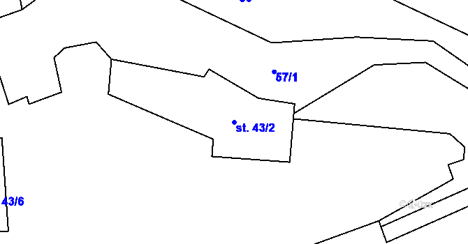 Parcela st. 43/2 v KÚ Pernštejn, Katastrální mapa