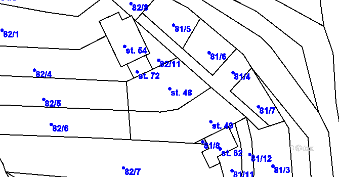 Parcela st. 48 v KÚ Pernštejn, Katastrální mapa