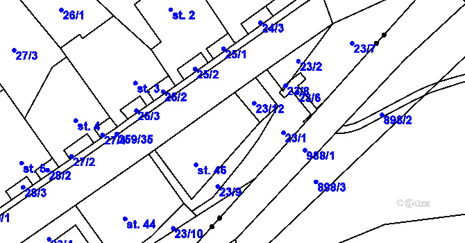 Parcela st. 23/3 v KÚ Pernštejn, Katastrální mapa