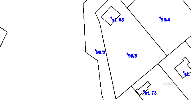 Parcela st. 98/2 v KÚ Pernštejn, Katastrální mapa