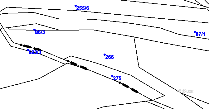 Parcela st. 266 v KÚ Pernštejn, Katastrální mapa