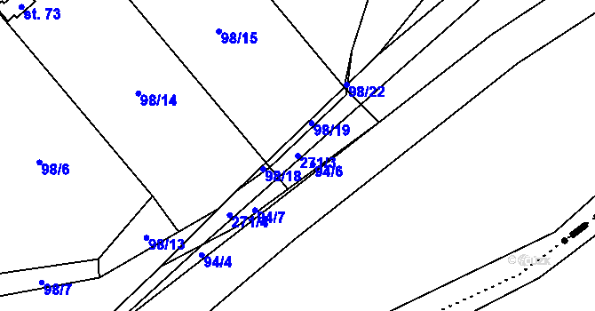 Parcela st. 271/3 v KÚ Pernštejn, Katastrální mapa