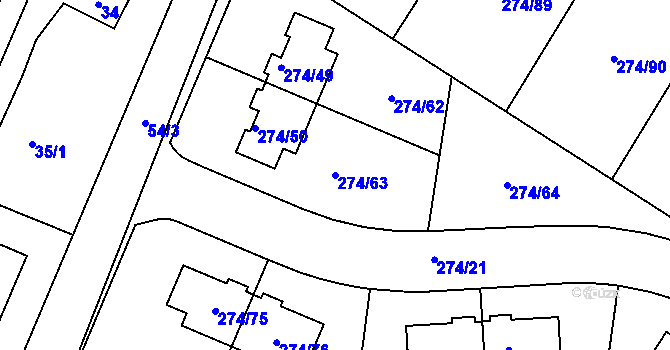 Parcela st. 274/63 v KÚ Nedvězí u Říčan, Katastrální mapa