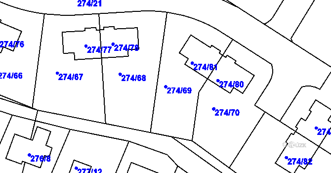 Parcela st. 274/69 v KÚ Nedvězí u Říčan, Katastrální mapa