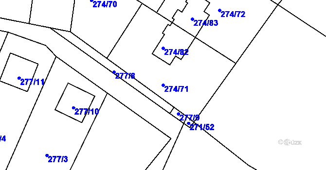 Parcela st. 274/71 v KÚ Nedvězí u Říčan, Katastrální mapa