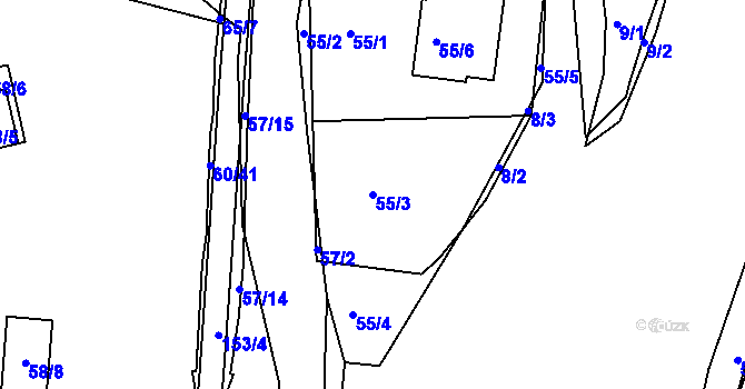 Parcela st. 55/3 v KÚ Nedvězí u Říčan, Katastrální mapa