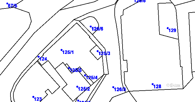 Parcela st. 125/3 v KÚ Nedvězí u Říčan, Katastrální mapa