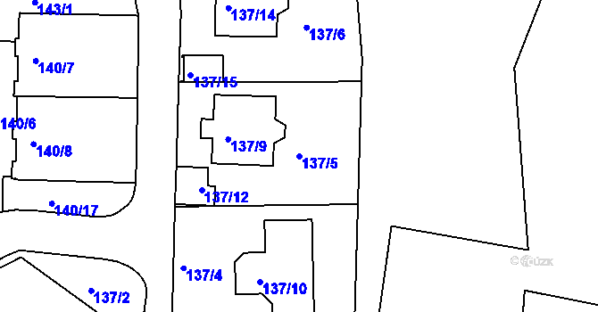 Parcela st. 137/5 v KÚ Nedvězí u Říčan, Katastrální mapa