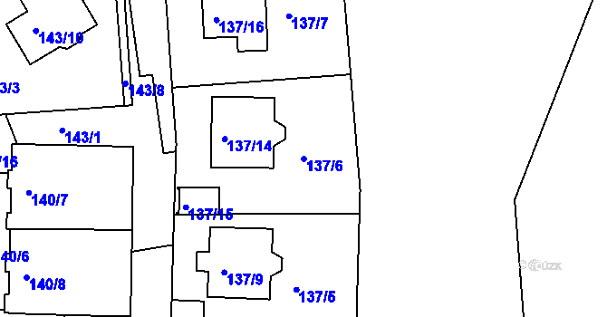 Parcela st. 137/6 v KÚ Nedvězí u Říčan, Katastrální mapa