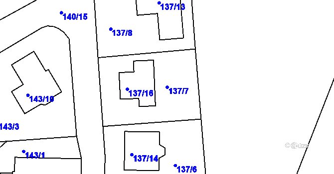 Parcela st. 137/7 v KÚ Nedvězí u Říčan, Katastrální mapa
