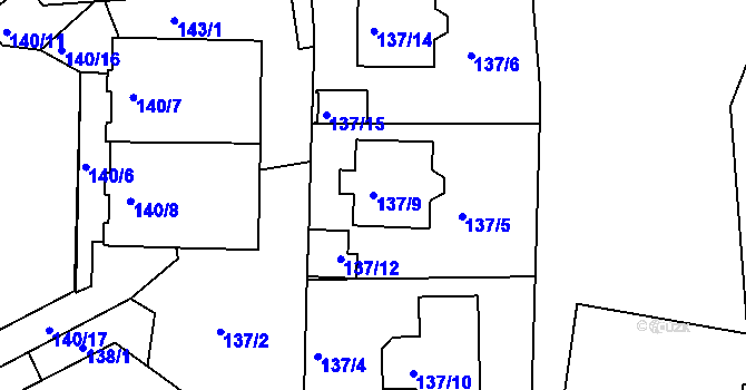 Parcela st. 137/9 v KÚ Nedvězí u Říčan, Katastrální mapa