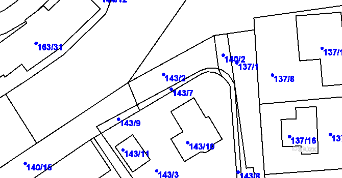 Parcela st. 143/7 v KÚ Nedvězí u Říčan, Katastrální mapa