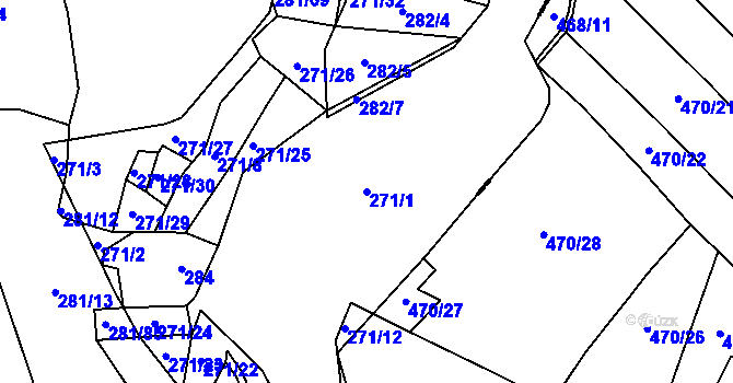 Parcela st. 271/1 v KÚ Nedvězí u Říčan, Katastrální mapa