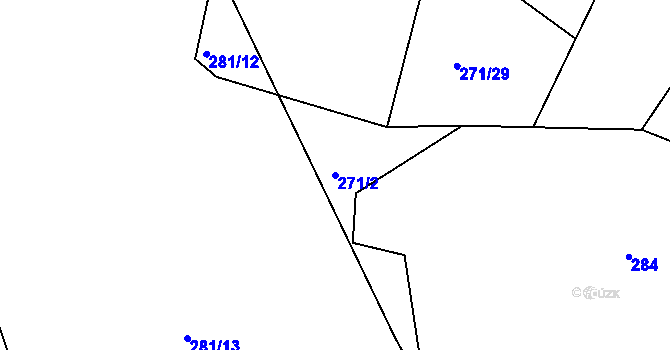 Parcela st. 271/2 v KÚ Nedvězí u Říčan, Katastrální mapa