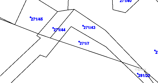 Parcela st. 271/7 v KÚ Nedvězí u Říčan, Katastrální mapa