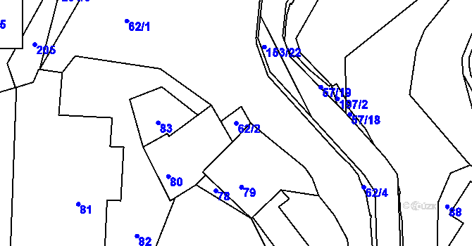 Parcela st. 62/2 v KÚ Nedvězí u Říčan, Katastrální mapa