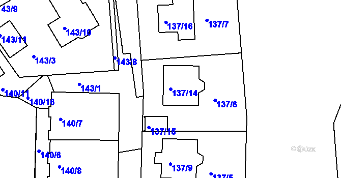 Parcela st. 137/14 v KÚ Nedvězí u Říčan, Katastrální mapa