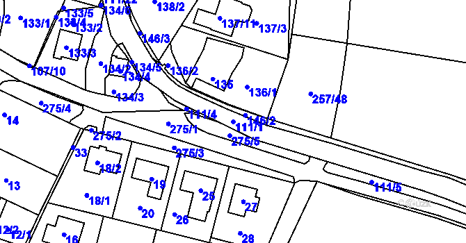 Parcela st. 111/1 v KÚ Nedvězí u Říčan, Katastrální mapa